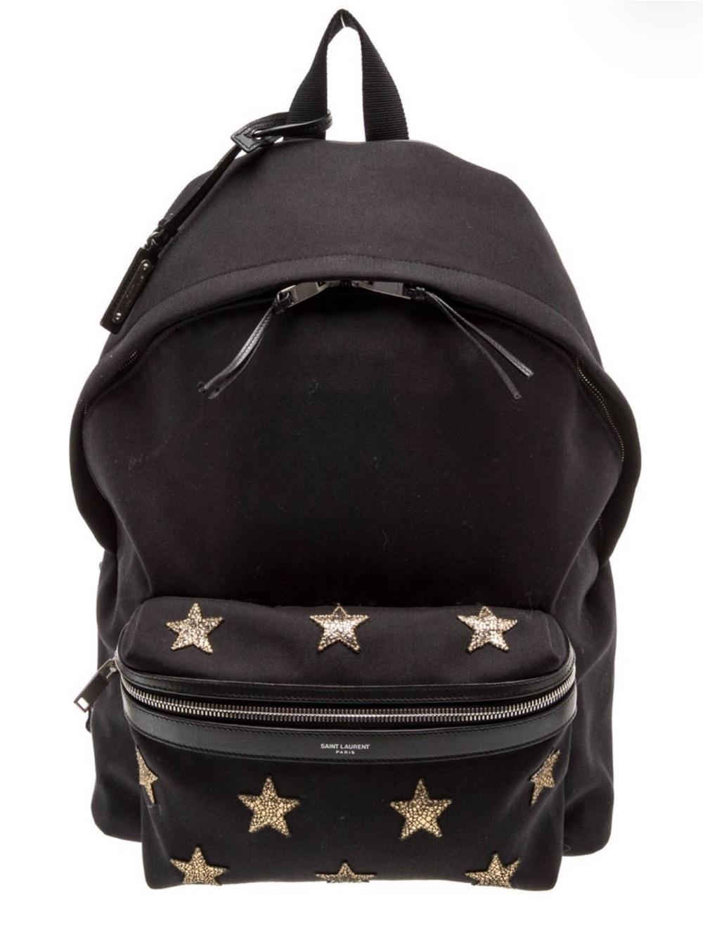 Saint Laurent Black Backpack with Gold Star Embellishments